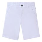 Boys White Chino Shorts, 3, hi-res