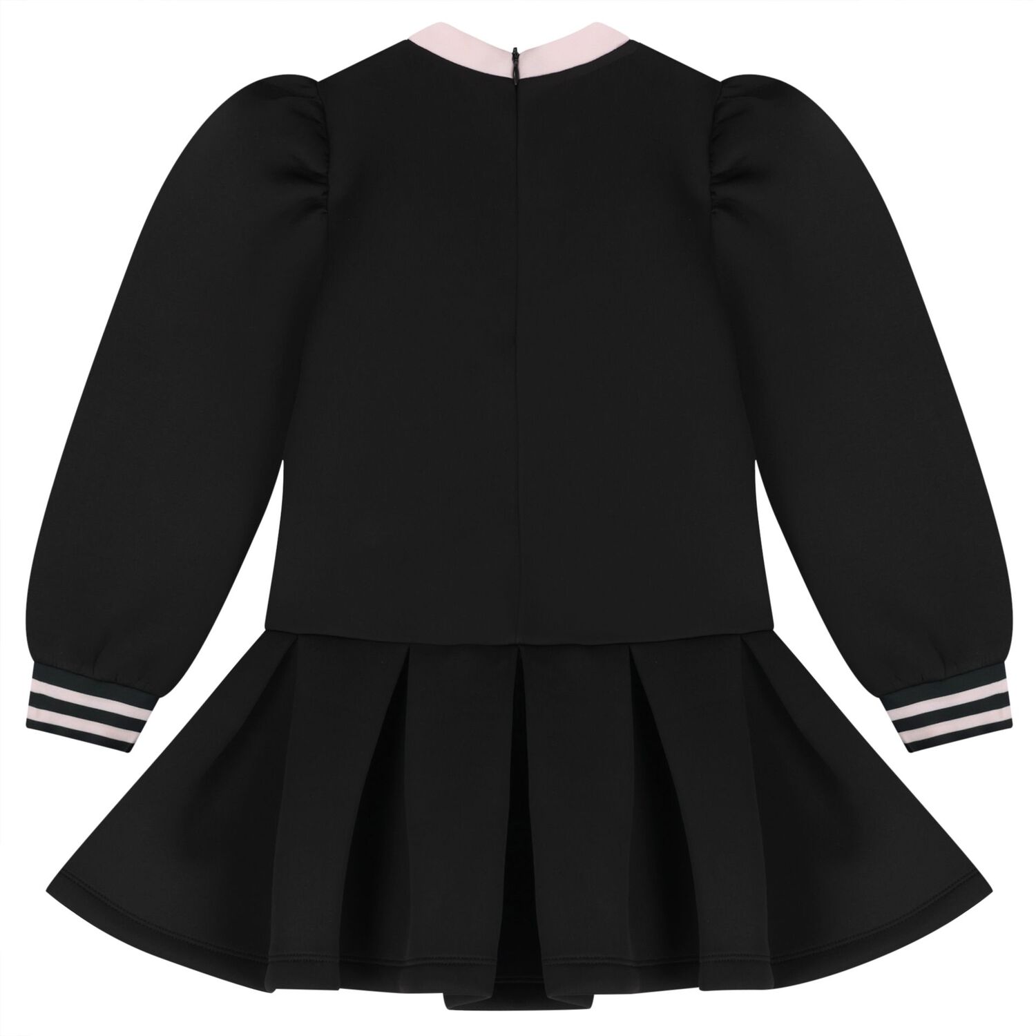 Girls Black Embellished Bow Dress, 1, hi-res