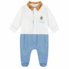 Baby Boys White & Blue Geo Map Babygrow, 1, hi-res