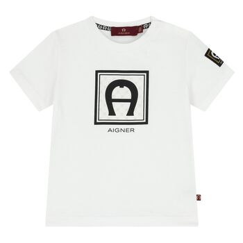 Younger Boys White Logo T-Shirt