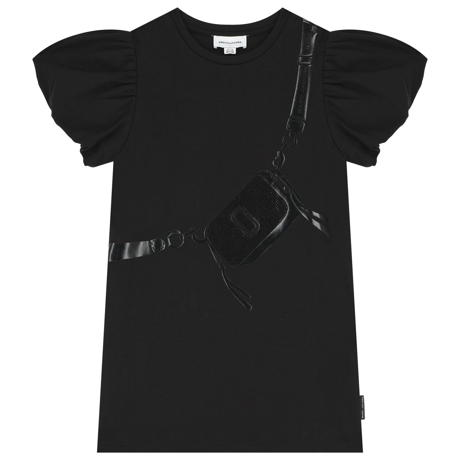 فستان بنات بالشعار باللون الأسود, 1, hi-res