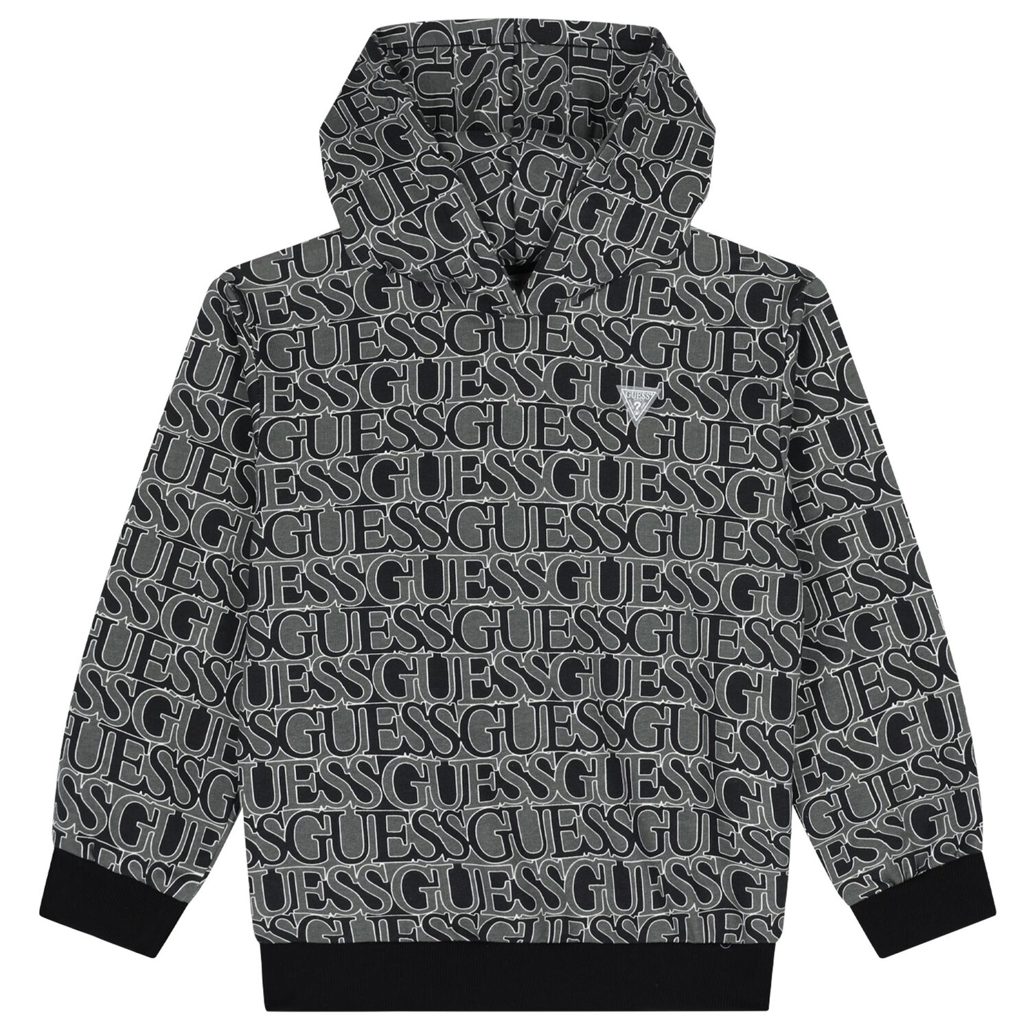 Boys Black Logo Hooded Top, 2, hi-res