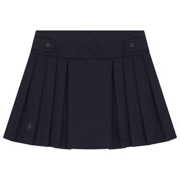 تنورة بنات بطيات بالشعار باللون الاسود