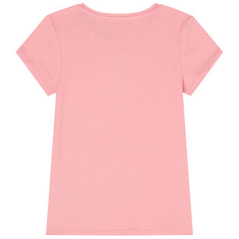 Girls Pink Diamante Logo T-Shirt