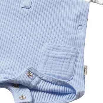 Blue & White Baby Boys Bunny Romper