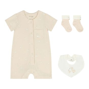 Baby Girls Swan Beige Romper Set