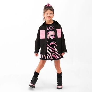 Girls Pink & Black Vortice Skirt