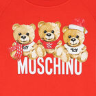 Girls Red Teddy Bear Logo Dress, 1, hi-res