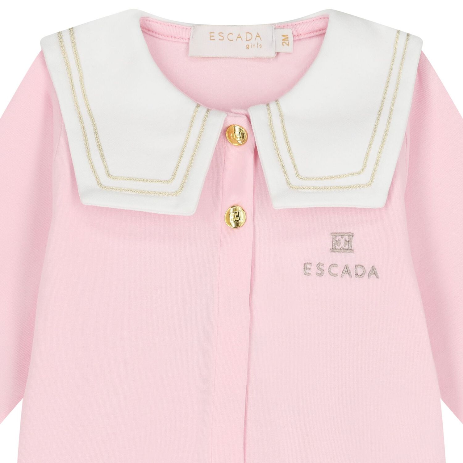 Baby Girls White & Pink Logo Babygrow, 2, hi-res