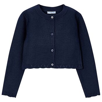 Mayoral Girls Navy Blue Knitted Cardigan, 4 Girls Navy Blue Knitted Cardigan