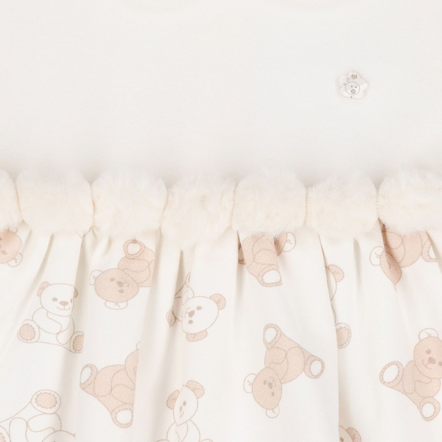 Baby Girls Ivory Teddy Bear Dress, 1, hi-res