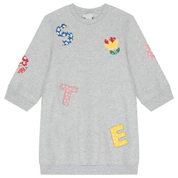 Girls Grey Logo Sweatshirt Dress