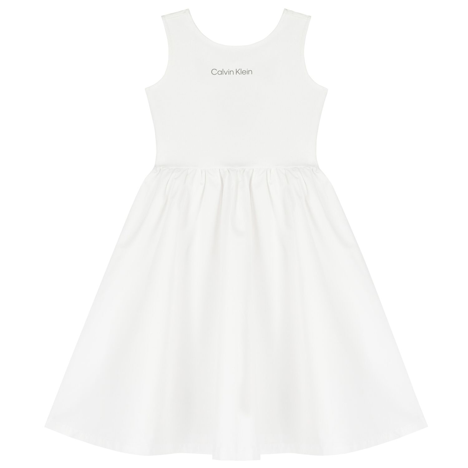 Girls White Flared Jersey Dress, 2, hi-res image number null