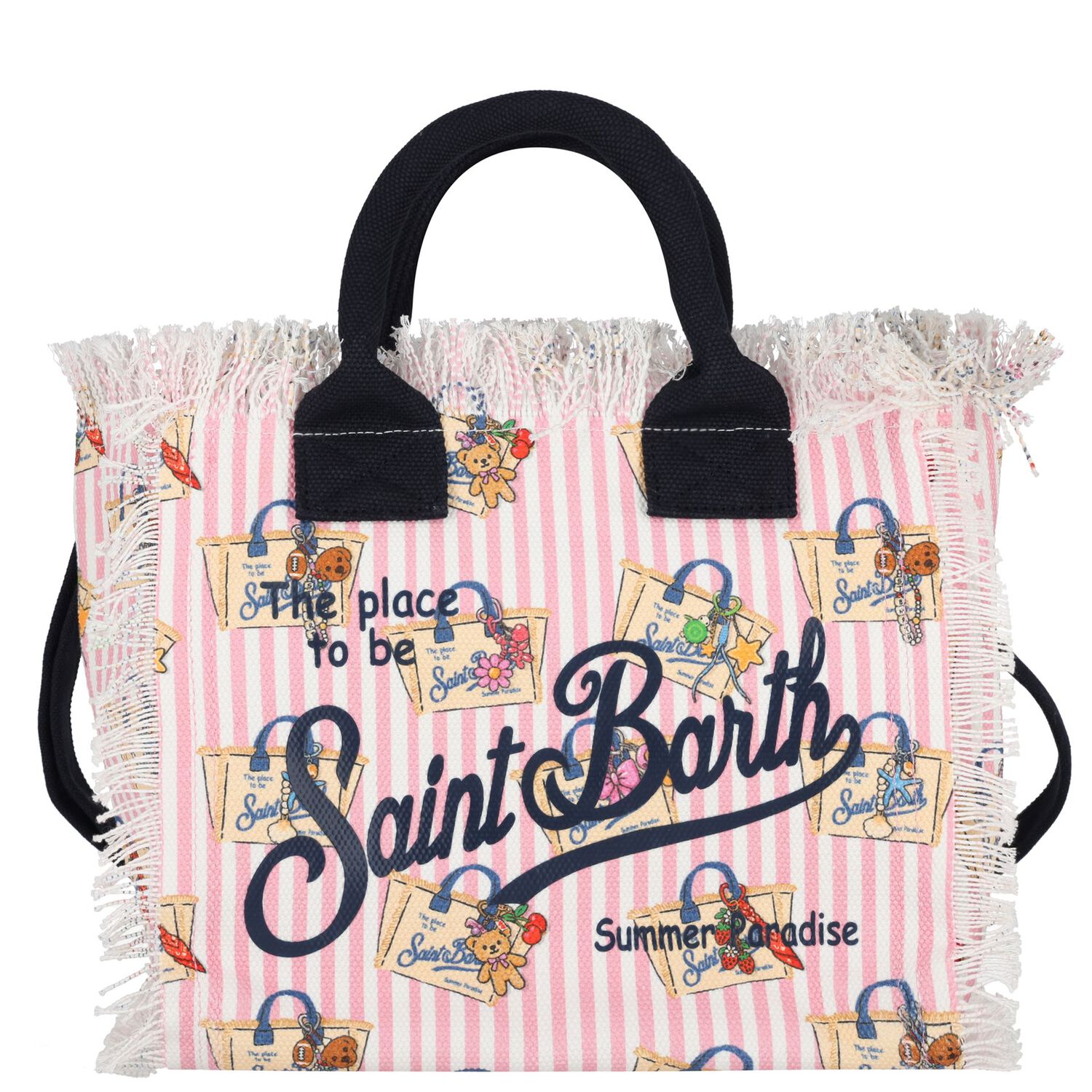 Girls White & Pink Logo Tote Bag, 1, hi-res