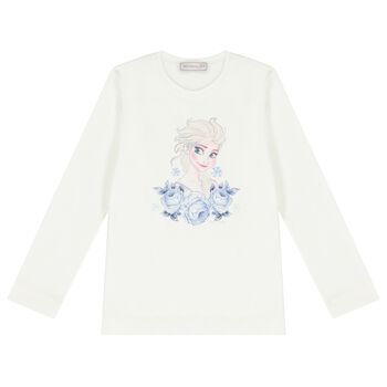 Girls White Disney Logo Long Sleeve Top