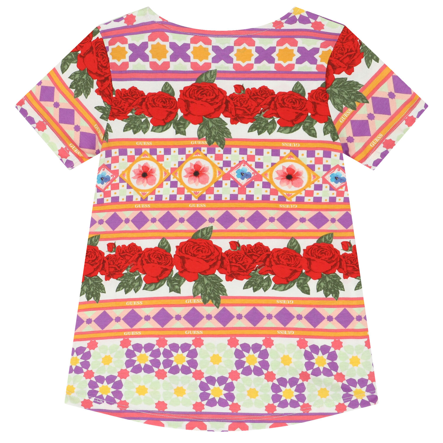 Girls Red & White Logo & Floral T-Shirt, 1, hi-res