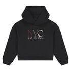 Girls Black Logo Hooded Top, 1, hi-res