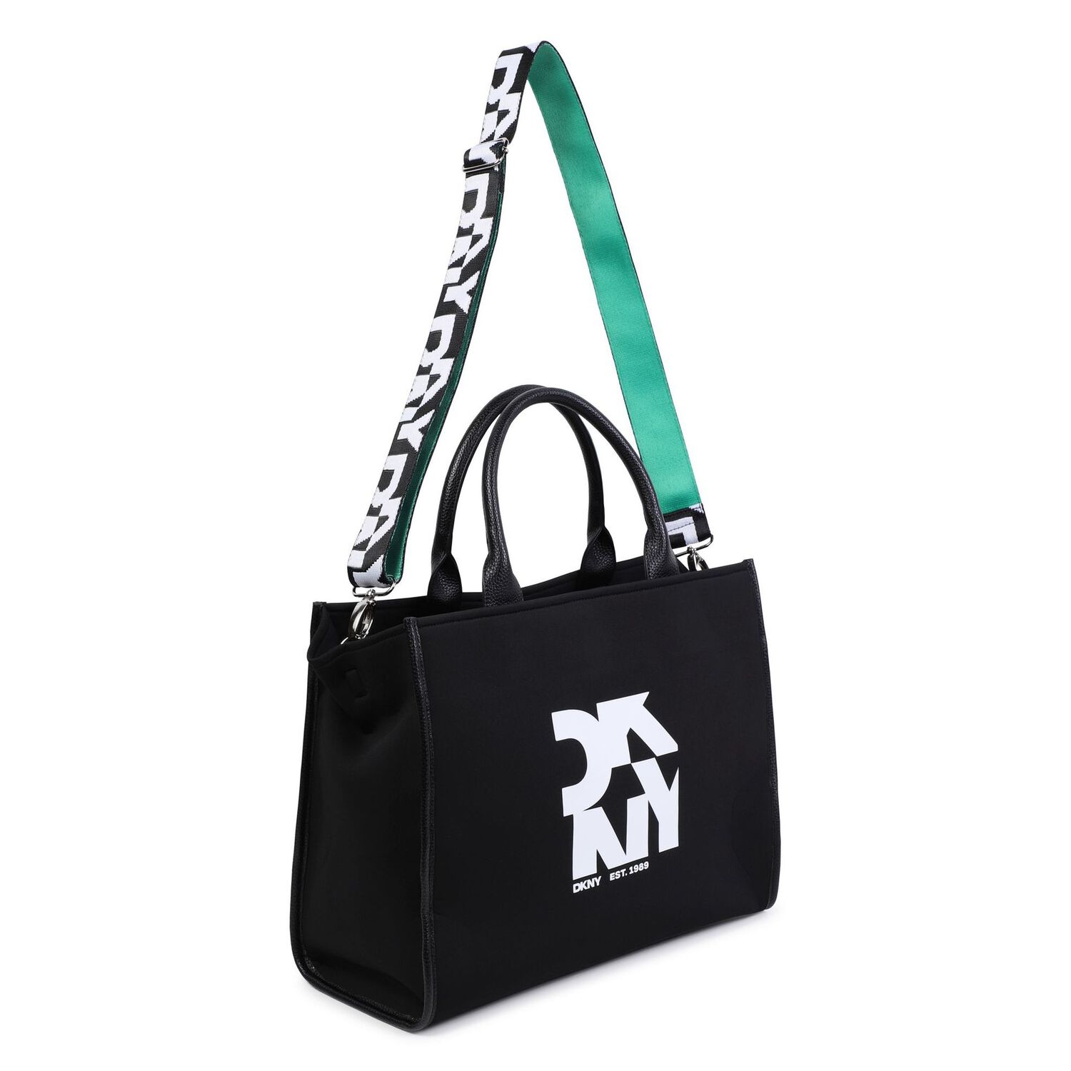 Girls Black Logo Tote Bag, 1, hi-res
