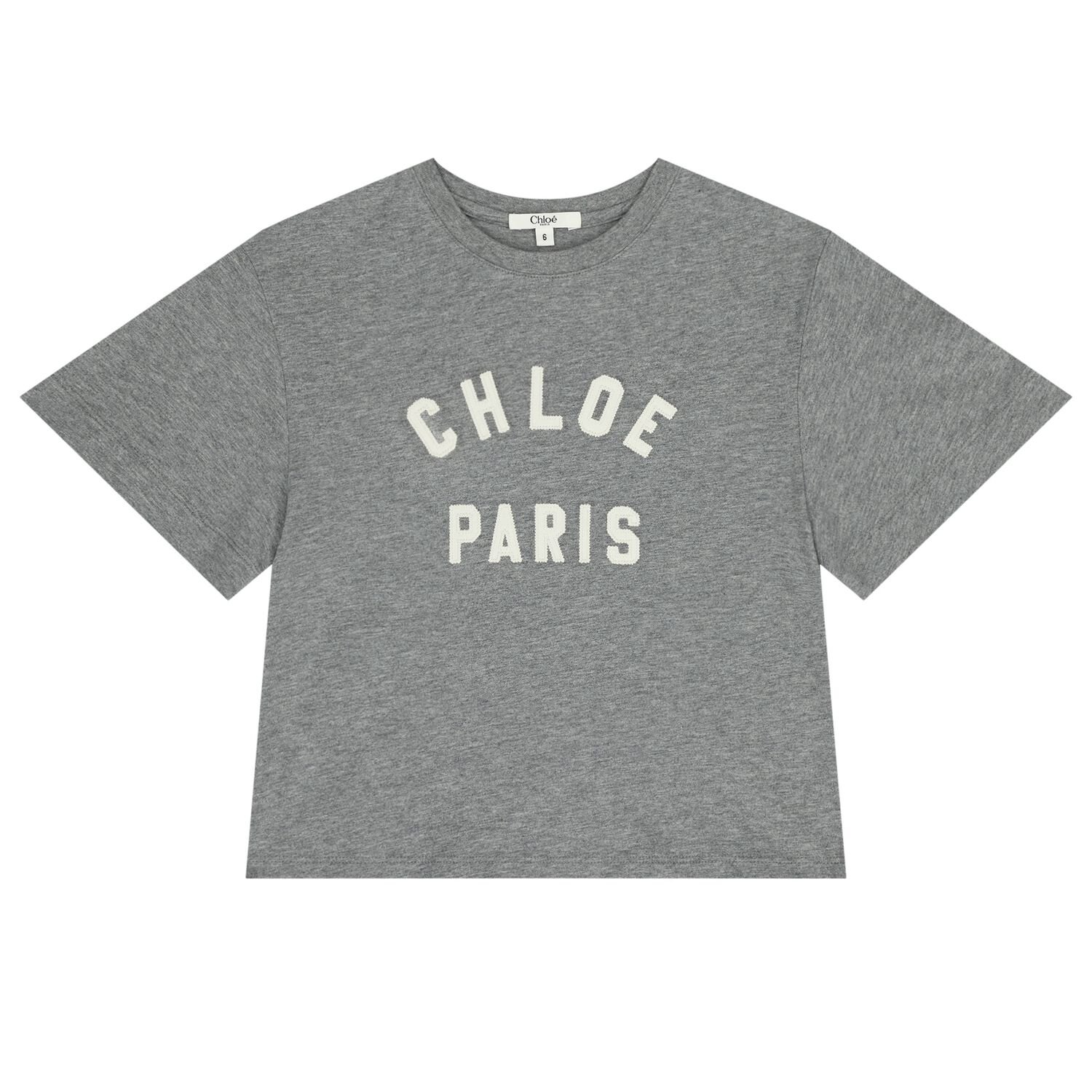 تيشيرت باللون الرمادي بشعار للبنات, 1, hi-res