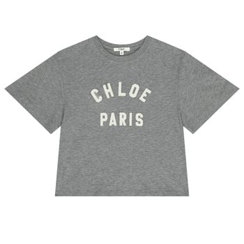 تيشيرت باللون الرمادي بشعار للبنات