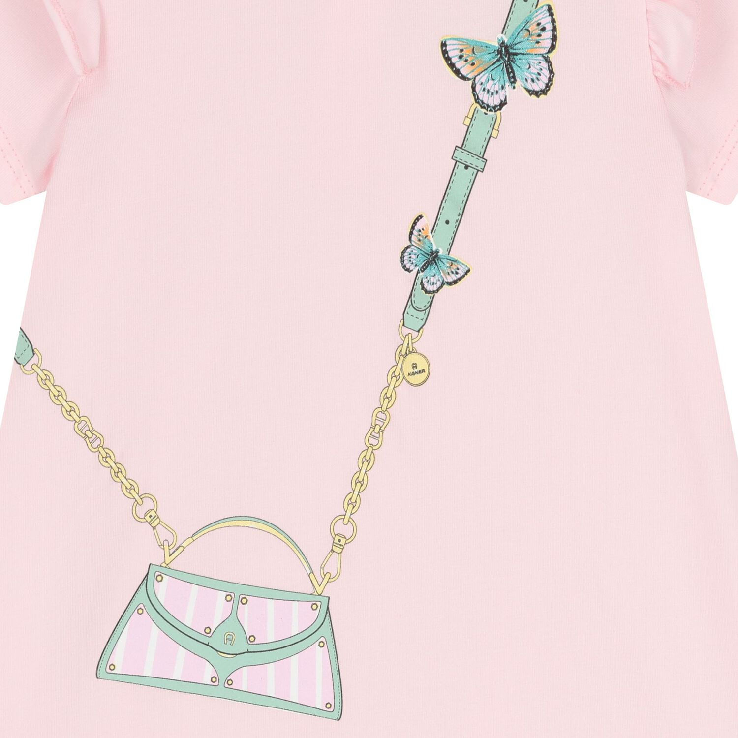 Younger Girls Pink Bag Logo Dress, 3, hi-res