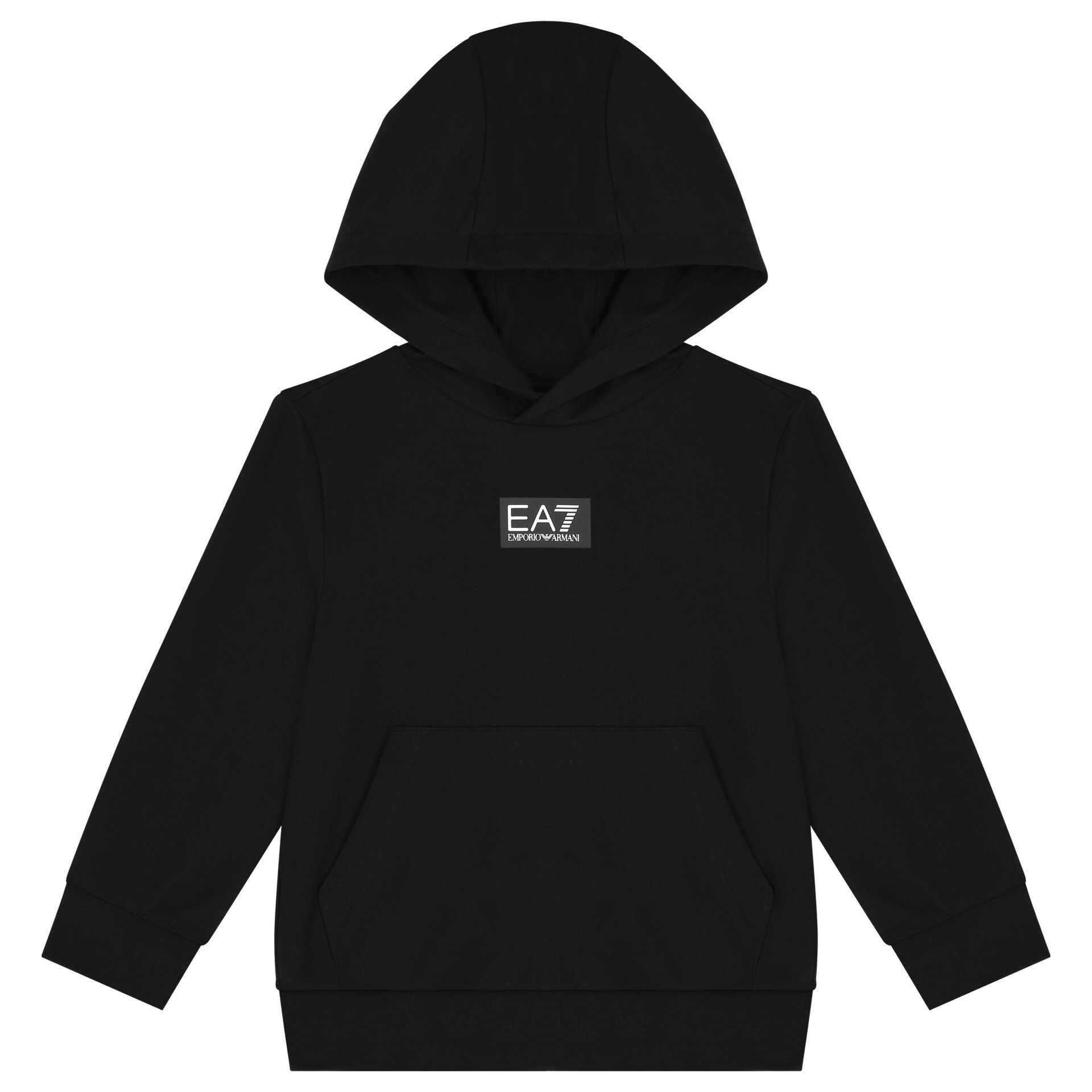 EA7 Emporio Armani Boys Black Logo Hooded Top Junior Couture UAE