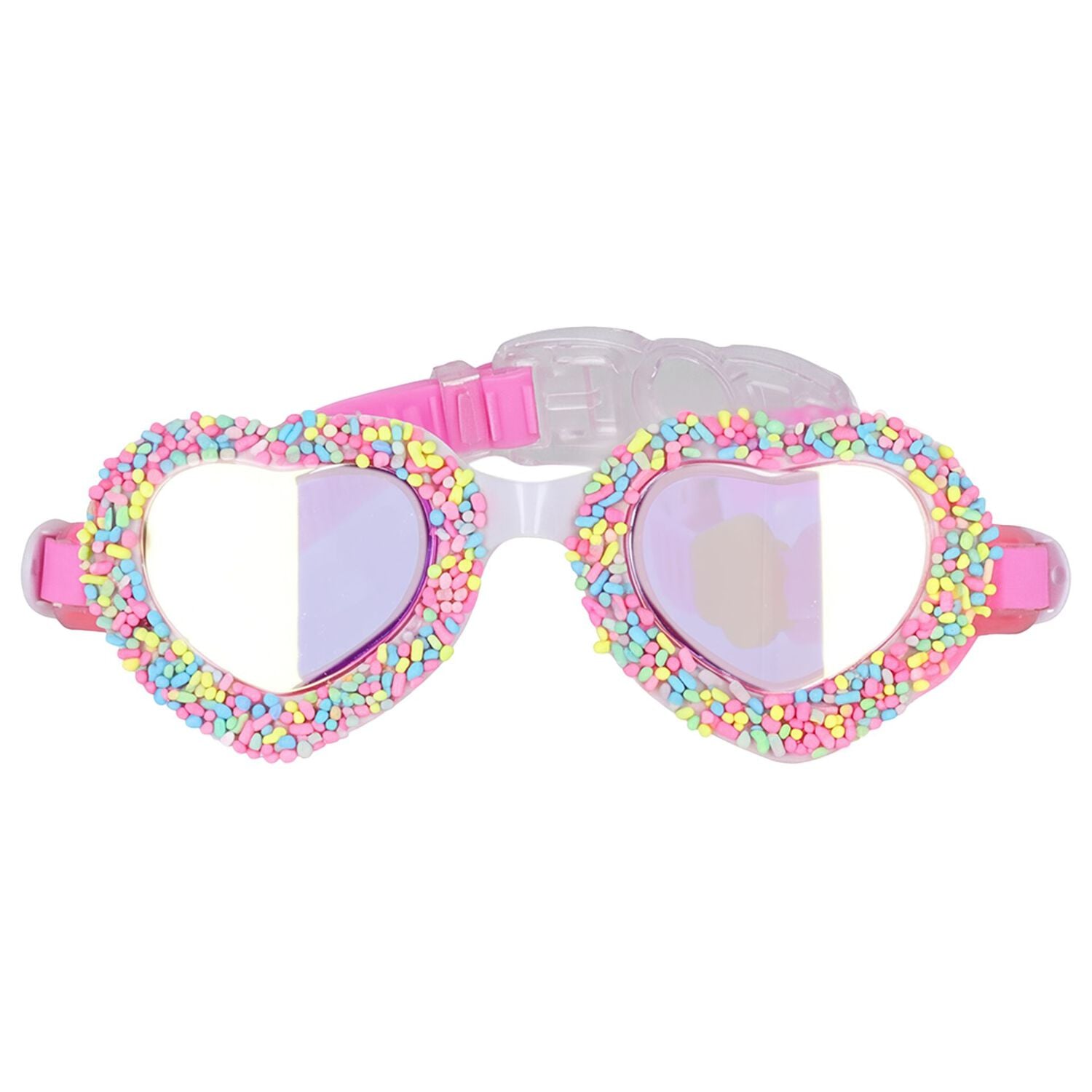 Girls Pink Heart Swimming Goggles, 1, hi-res