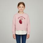 Girls Pink & Ivory Strawberry Sweatshirt, 1, hi-res