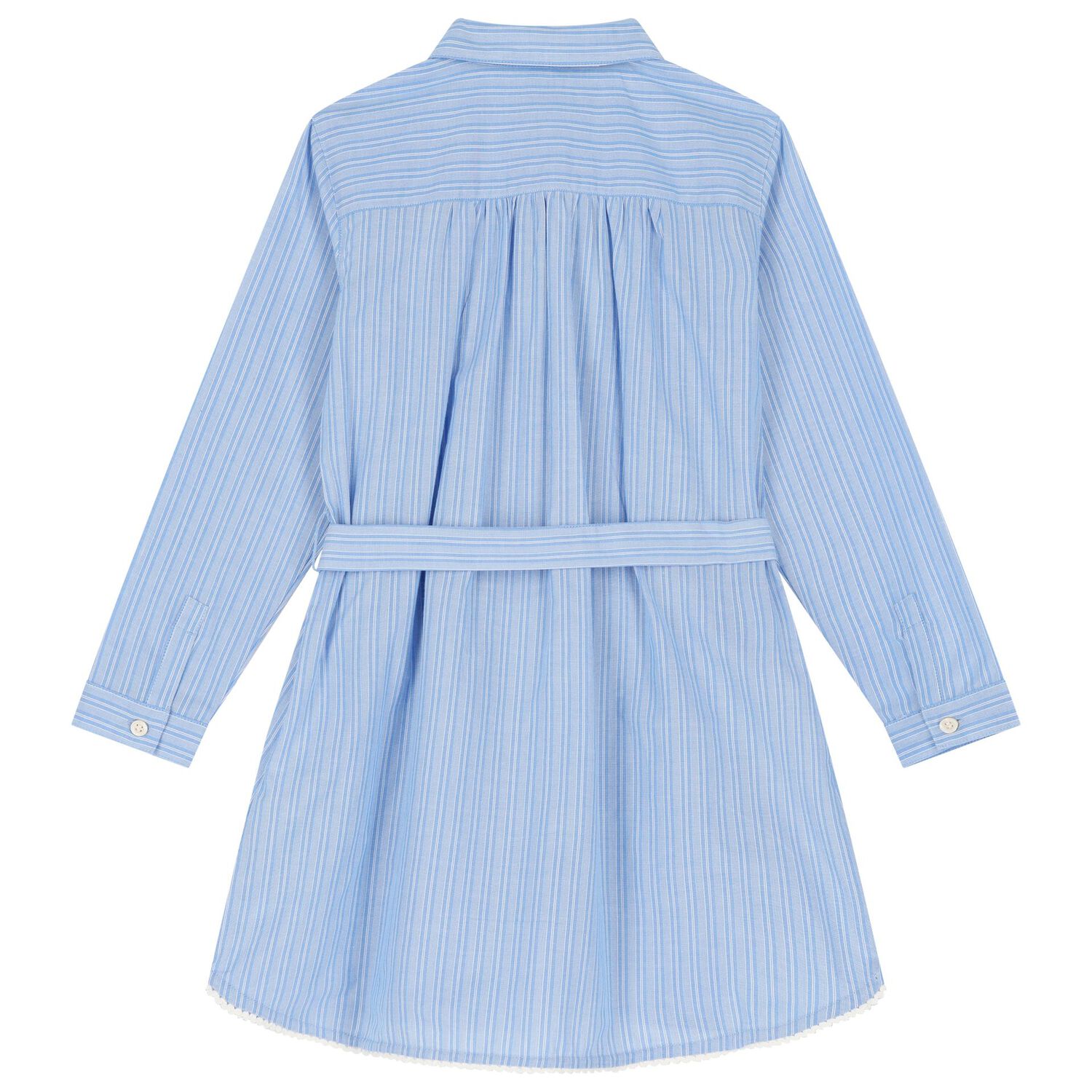 Girls Blue Striped Shirt Dress, 2, hi-res