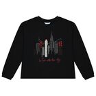 توب بنات باكمام باللون الاسود , 1, hi-res