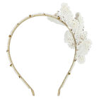 Girls Ivory & Gold Embellished Butterfly Headband, 1, hi-res