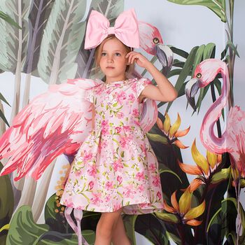Girls Pink Floral Printed Dress