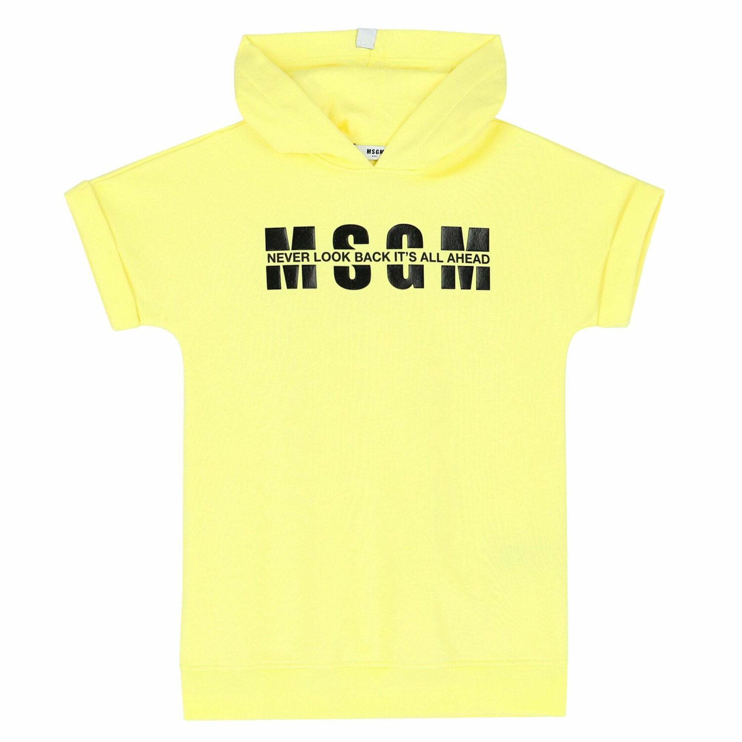 Girls Yellow Logo Hooded Dress, 1, hi-res