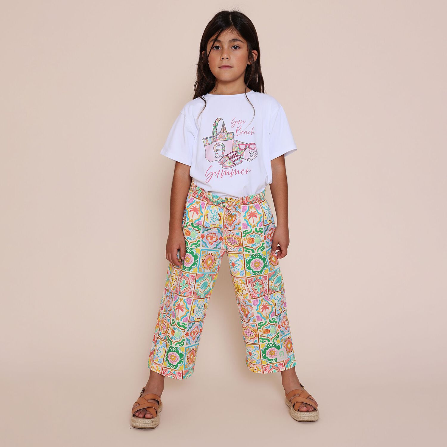 Girls Multi-Coloured Logo Trousers, 1, hi-res