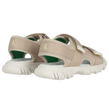 Boys Beige Logo Sandals
