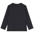 Boys Navy Blue Logo Long Sleeve Top, 2, hi-res
