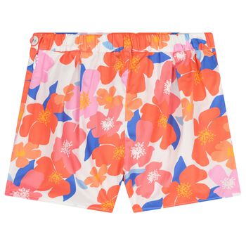 Girls Pink & Orange Floral Shorts
