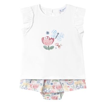Younger Girls Ivory Butterfly Skirt Set