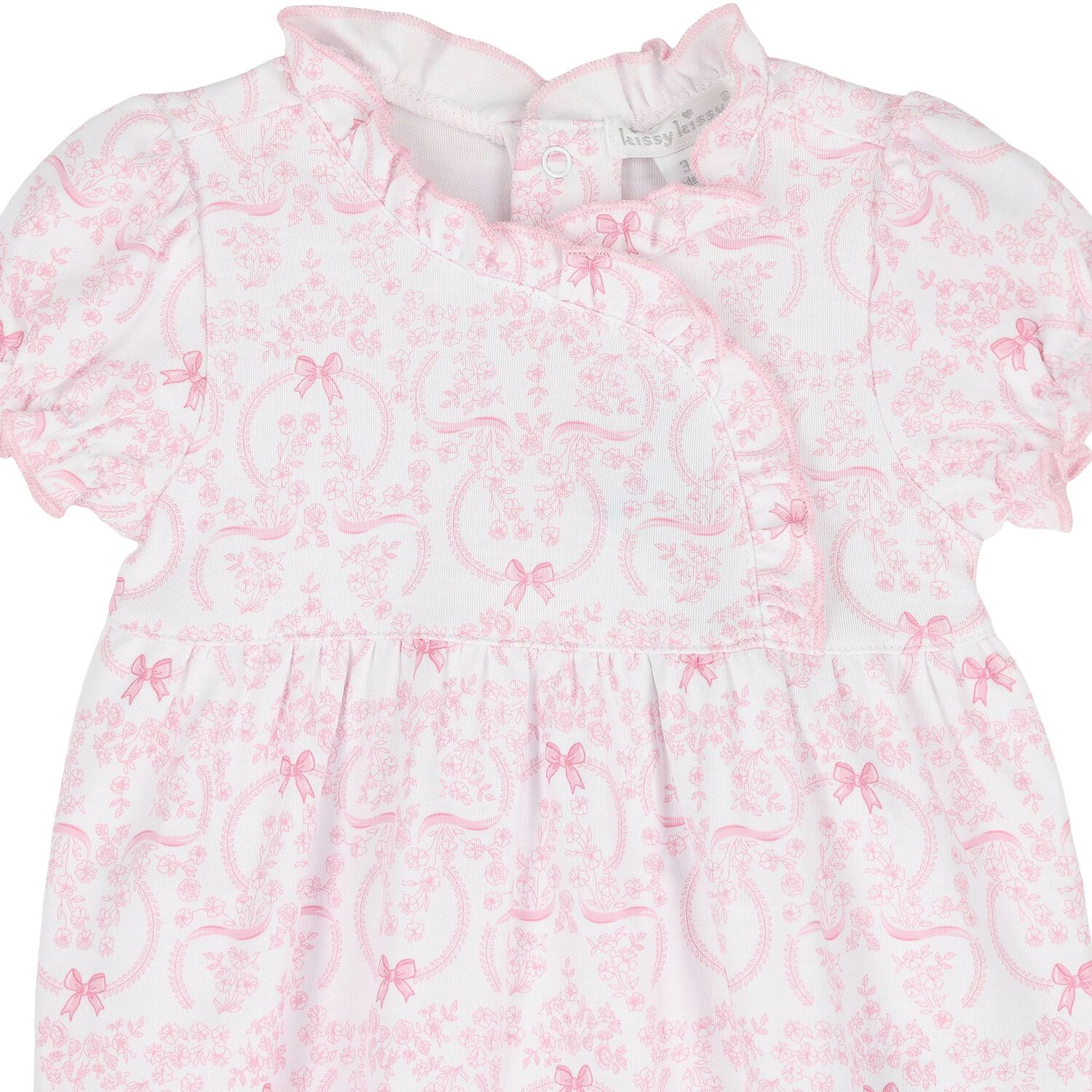  Baby Girls White & Pink Delicate Blooming Bow Romper, 1, hi-res