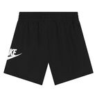 Younger Boys White & Black Logo Shorts Set, 1, hi-res