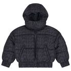 Black & Grey Logo Puffer Jacket, 1, hi-res