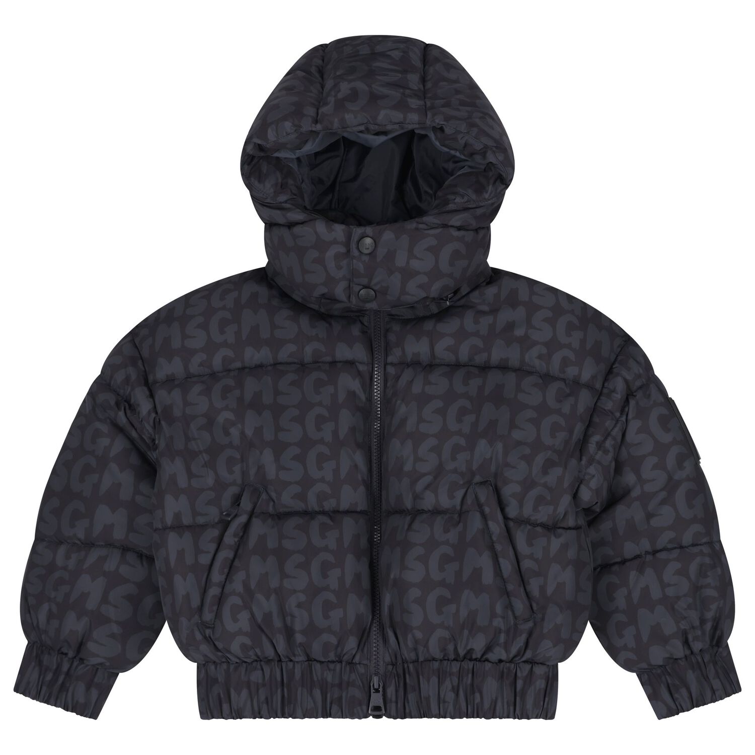Black & Grey Logo Puffer Jacket, 1, hi-res image number null