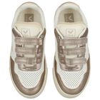 Girls White & Gold Leather Trainers , 1, hi-res