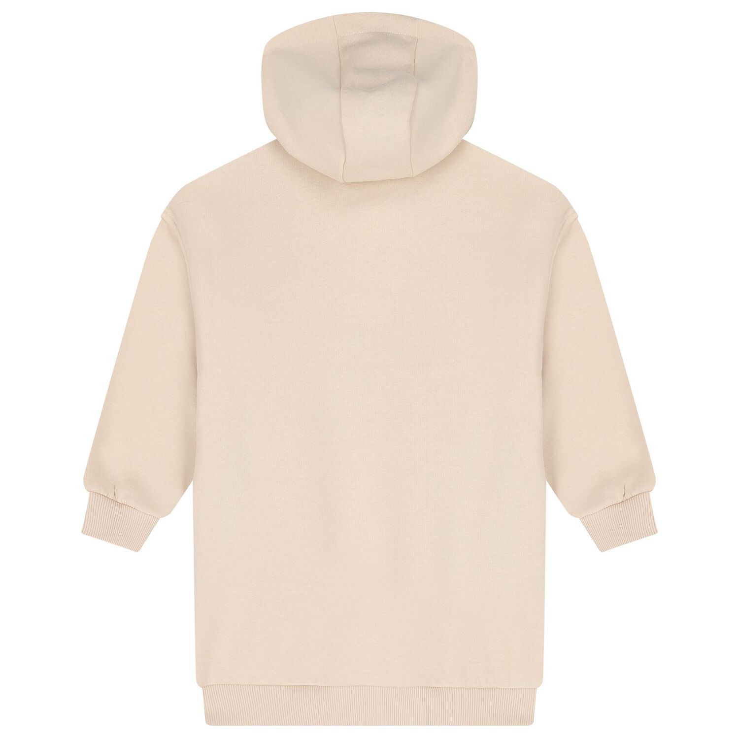 Girls Beige Embellished Cherry Hooded Sweatshirt Dress, 1, hi-res