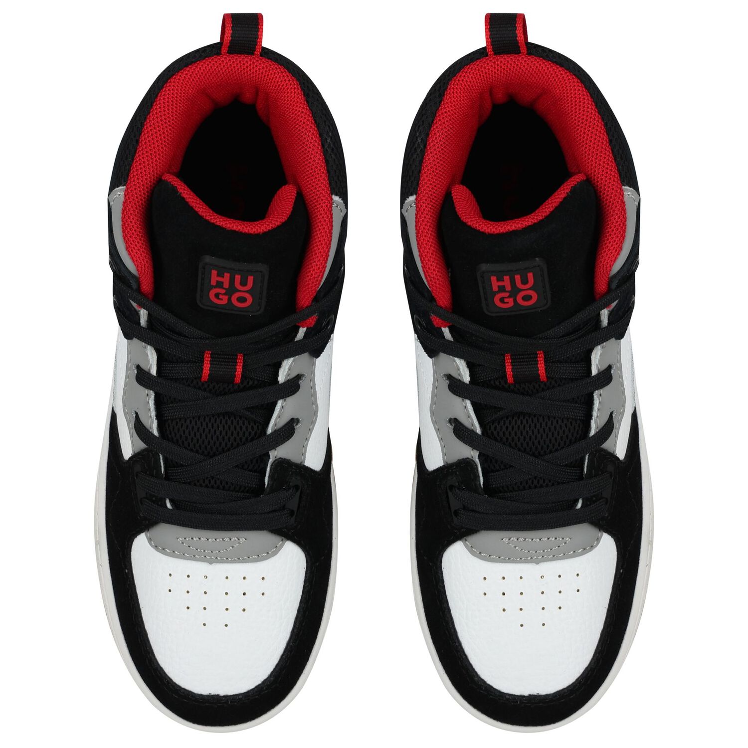 Boys Black & White Logo Trainers, 1, hi-res
