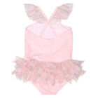 Girls Pink Tulle Crown Swimsuit, 1, hi-res