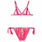 طقم بيكيني وردي لامع للبنات , 1, hi-res