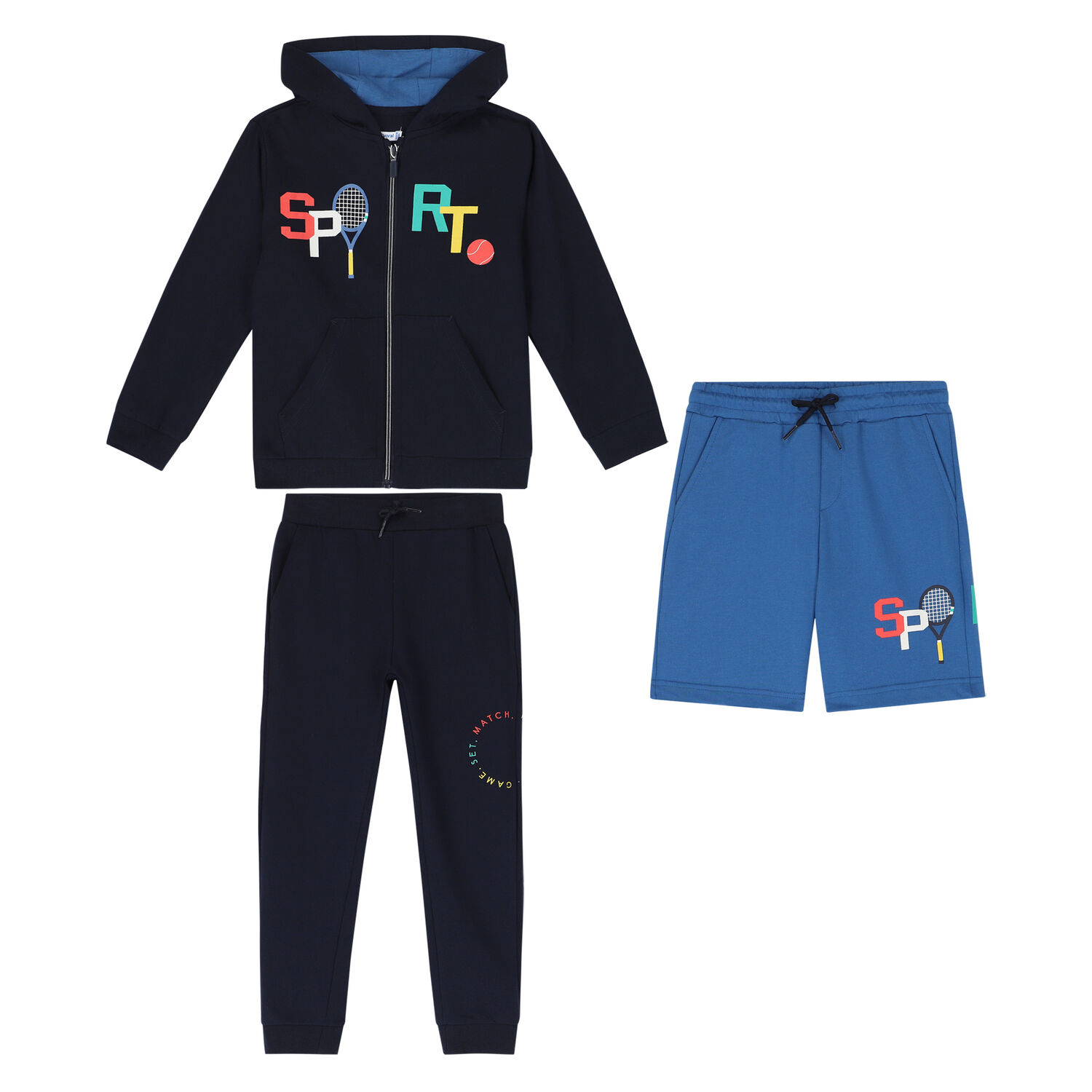 Boys Navy & Blue 3 Piece Tracksuit Set, 1, hi-res image number null