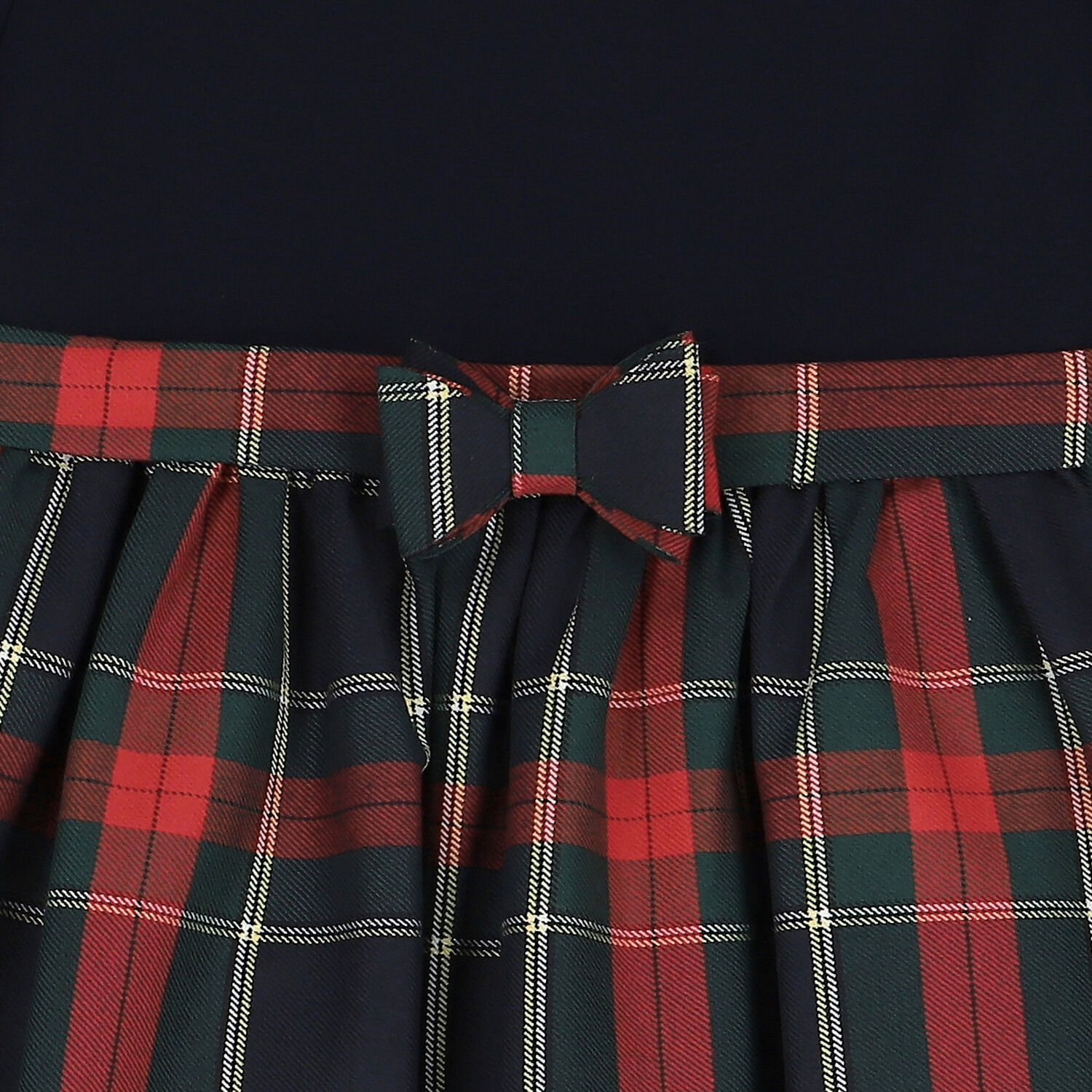 Girls Navy Blue & Red Tartan Dress, 1, hi-res image number null