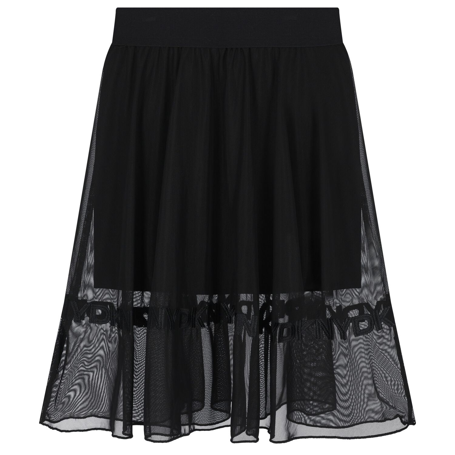 Girls Black Logo Mesh Skirt, 1, hi-res